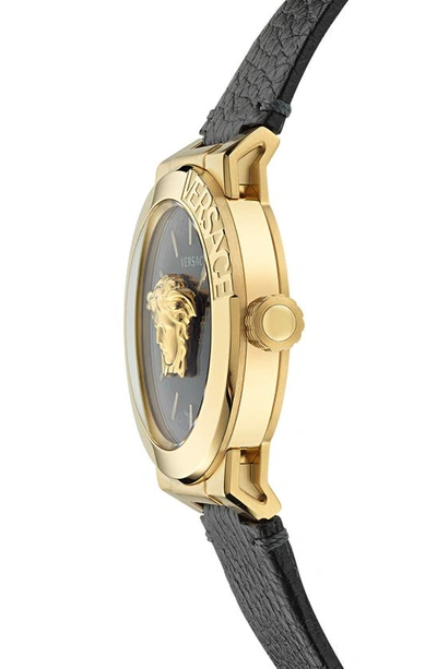 Shop Versace Medusa Infinite Leather Strap Watch, 47mm In Ip Yellow Gold