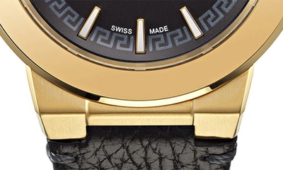 Shop Versace Medusa Infinite Leather Strap Watch, 47mm In Ip Yellow Gold