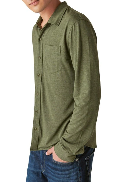 Shop Lucky Brand Knit Button-up Shirt In Olive