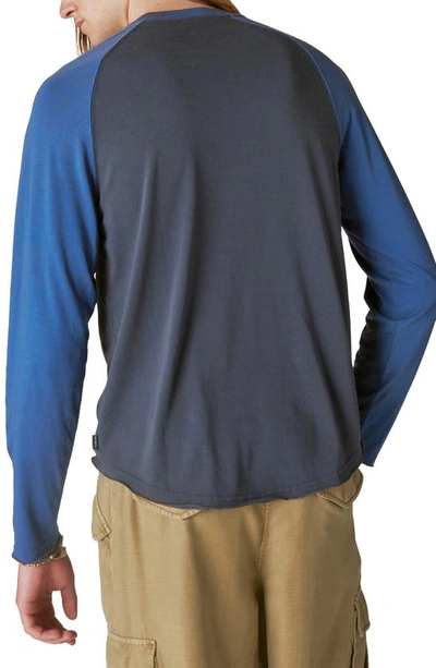 Shop Lucky Brand Venice Burnout Cotton Blend Long Sleeve T-shirt In Blue Multi