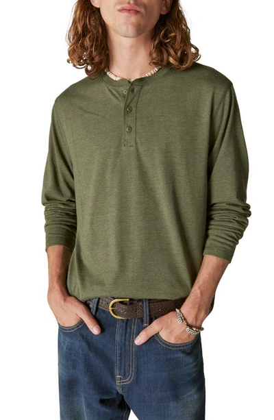Shop Lucky Brand Long Sleeve Henley Shirt In 310 Olive