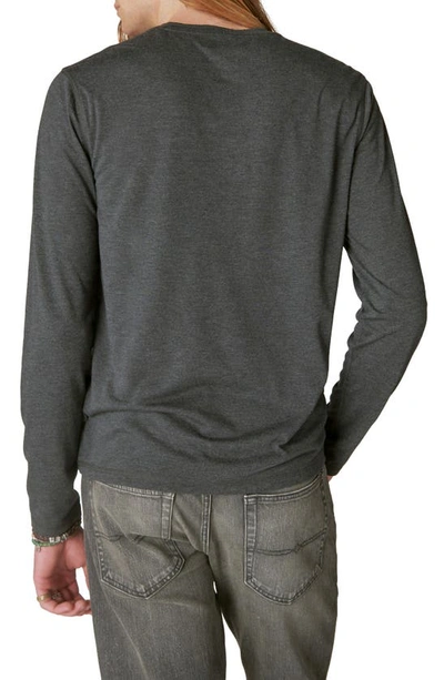 Shop Lucky Brand Long Sleeve Henley Shirt In Charcoal
