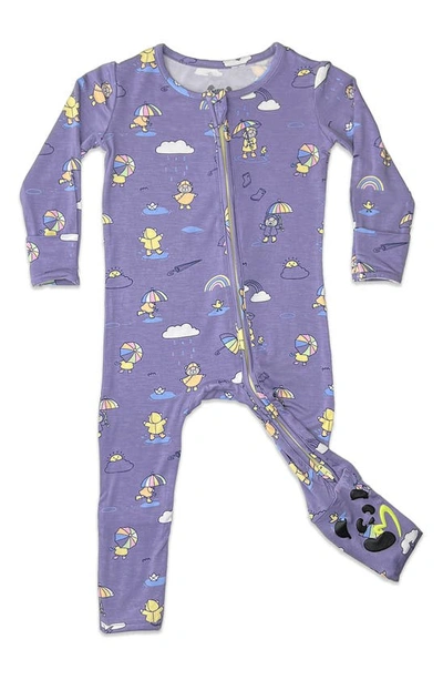 Shop Bellabu Bear Kids' Rainbow Bear Convertible Footie Pajamas In Purple