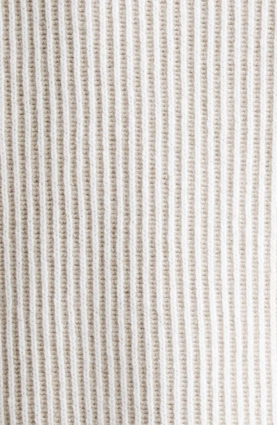 Eleventy Short Sleeve Turtleneck Sweater In Sabbia E Bianco