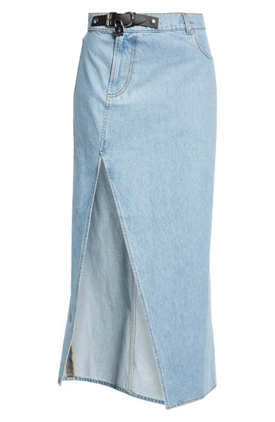 Shop Jw Anderson Padlock Belted Asymmetric Denim Skirt In Light Blue