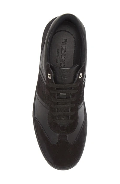 Ferragamo Achille 1 Low-top Sneakers In Leather In Nero