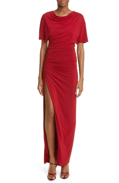 Shop Jason Wu Collection Shirred Side Slit Knit Dress In Red