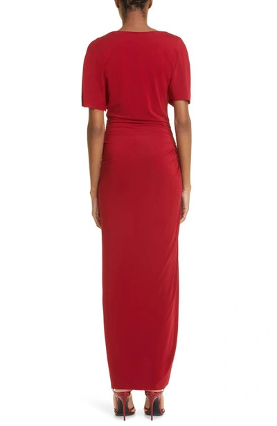 Shop Jason Wu Collection Shirred Side Slit Knit Dress In Red