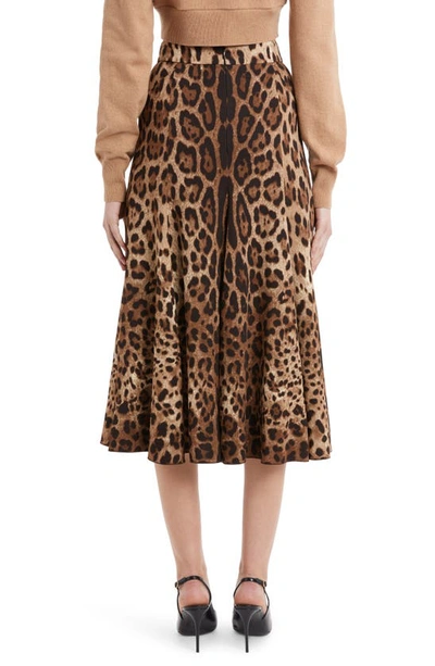Shop Dolce & Gabbana Leopard Print Stretch Cady A-line Skirt In Light Brown Print