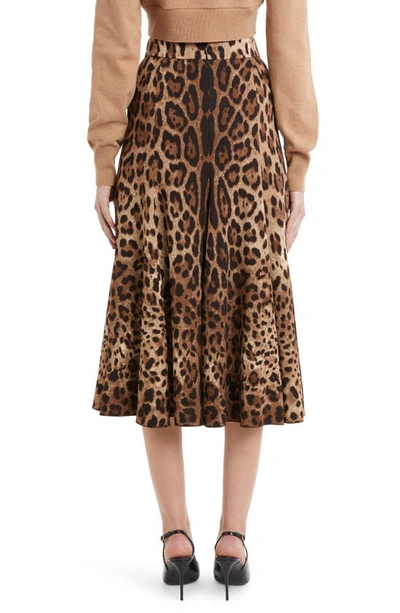 Dolce & Gabbana Dolce&gabbana Leopard Print Stretch Cady A-line Skirt In Light Brown Print