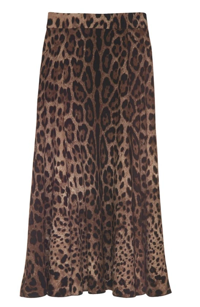 Dolce & Gabbana Dolce&gabbana Leopard Print Stretch Cady A-line Skirt In Light Brown Print