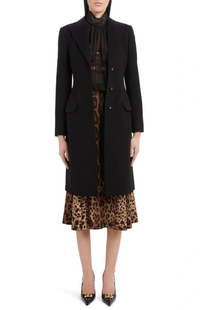 Shop Dolce & Gabbana Leopard Print Stretch Cady A-line Skirt In Light Brown Print