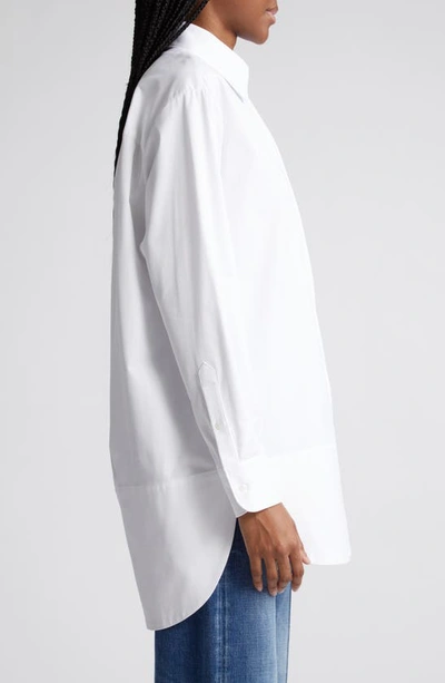 Shop Brandon Maxwell The Jade Long Sleeve Cotton Button-up Shirt In White
