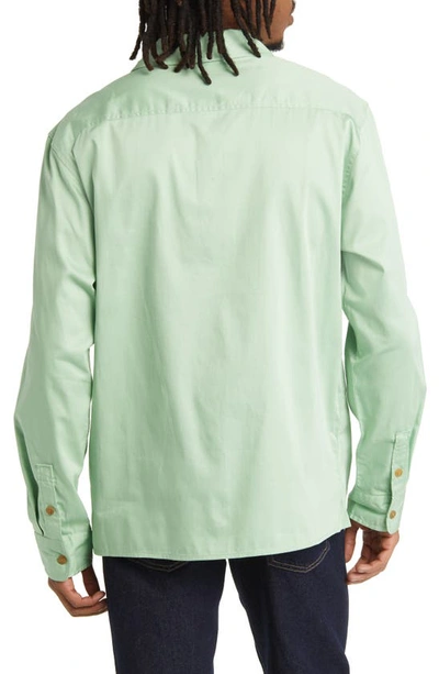 Shop Dickies Westover Colorblock Stripe Cotton Button-up Shirt In Quiet Green
