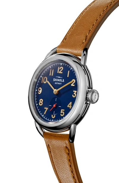 Shop Shinola Runabout Leather Strap Watch, 36mm In Navy