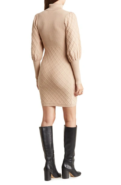 Shop Bebe Quilted Sweater Dress In Taupe