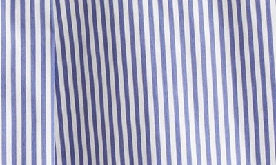 Shop Jw Anderson Deconstructed Asymmetric Stripe Cotton Blend Button-up Shirt In Blue/ White