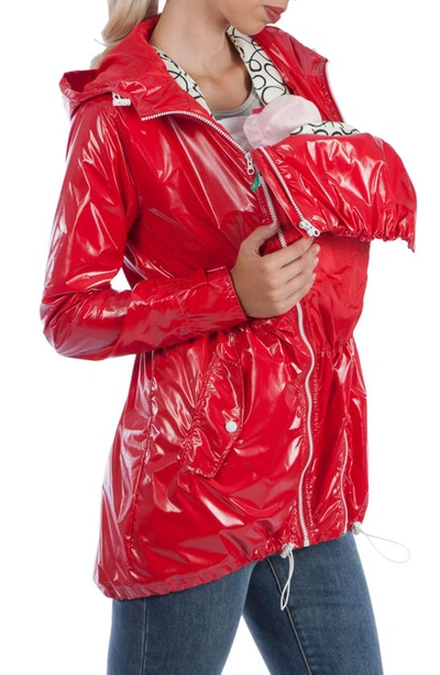 Modern Eternity Waterproof Convertible 3-in-1 Maternity Raincoat In Red