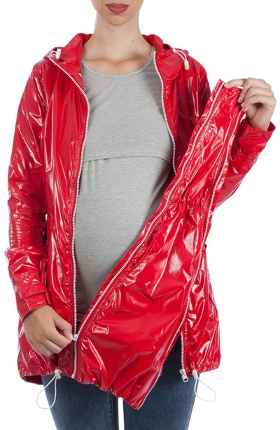 Shop Modern Eternity Waterproof Convertible 3-in-1 Maternity Raincoat In Red