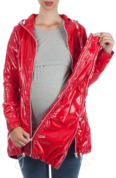 Modern Eternity Waterproof Convertible 3-in-1 Maternity Raincoat In Red