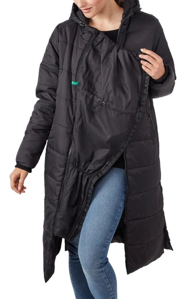 Shop Modern Eternity 3-in-1 Long Quilted Waterproof Maternity Puffer Coat In Black