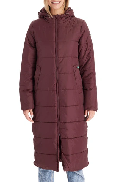 Shop Modern Eternity 3-in-1 Long Quilted Waterproof Maternity Puffer Coat In Burgundy