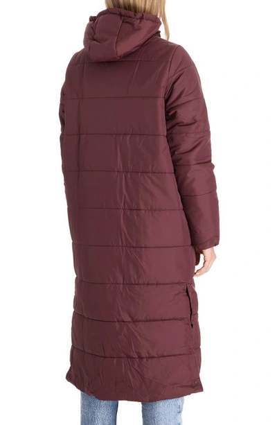 Modern Eternity 3-in-1 Long Quilted Waterproof Maternity Puffer Coat In Burgundy