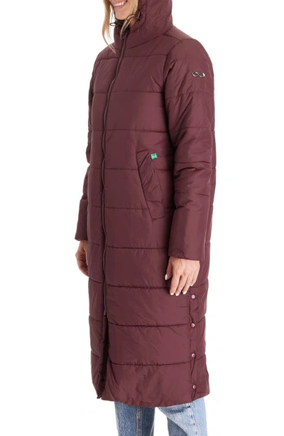Modern Eternity 3-in-1 Long Quilted Waterproof Maternity Puffer Coat In Burgundy