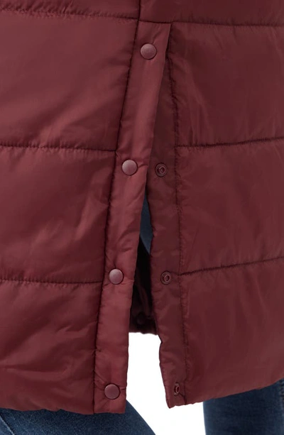 Shop Modern Eternity 3-in-1 Long Quilted Waterproof Maternity Puffer Coat In Burgundy