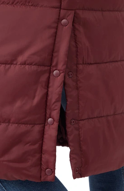 Modern Eternity 3-in-1 Long Quilted Waterproof Maternity Puffer Coat In Burgundy