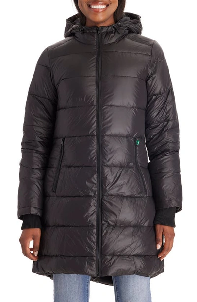 Shop Modern Eternity 3-in-1 Waterproof Quilted Down & Feather Fill Maternity Puffer Coat In Black