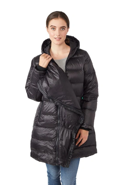 Modern Eternity 3-in-1 Waterproof Quilted Down & Feather Fill Maternity Puffer Coat In Black