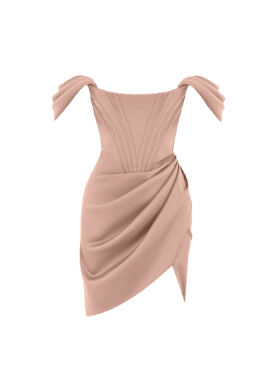 Shop Gigii's Jasmine Mini Dress In Beige