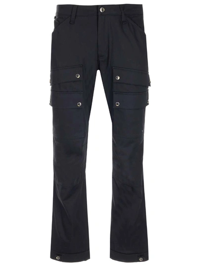 Shop Burberry Cargo Trousers With Embroidered Logo In Black