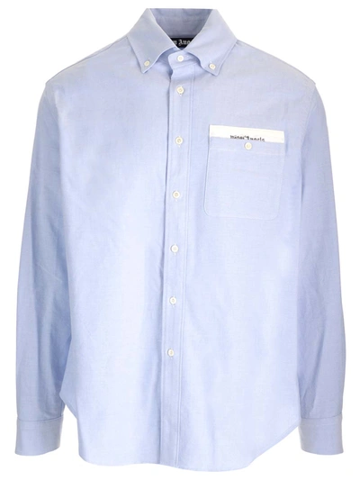 Shop Palm Angels Light Blue Tailored Shirt