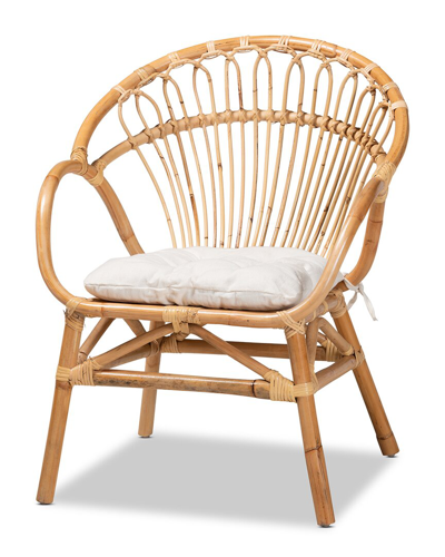 Baxton Studio Benicia Modern Bohemian Rattan Dining Chair In White