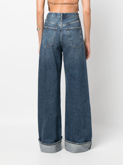 Shop Agolde Dame Wide-leg Organic-cotton Jeans In Blue