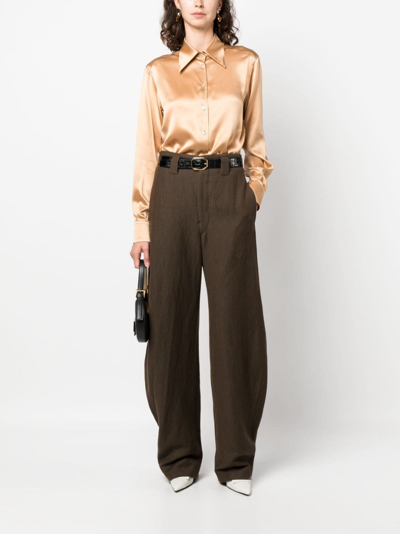 Dolce & Gabbana Satin-finish Silk Shirt In Neutrals