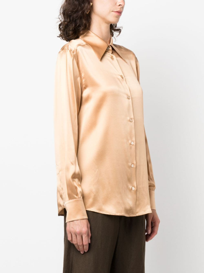 Shop Dolce & Gabbana Satin-finish Silk Shirt In Neutrals