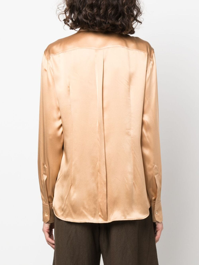 Shop Dolce & Gabbana Satin-finish Silk Shirt In Neutrals