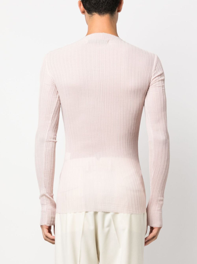 Shop Ludovic De Saint Sernin Pleated Long-sleeve Top In Pink