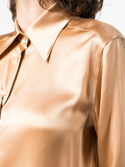 Shop Dolce & Gabbana Satin-finish Silk Shirt In Neutrals