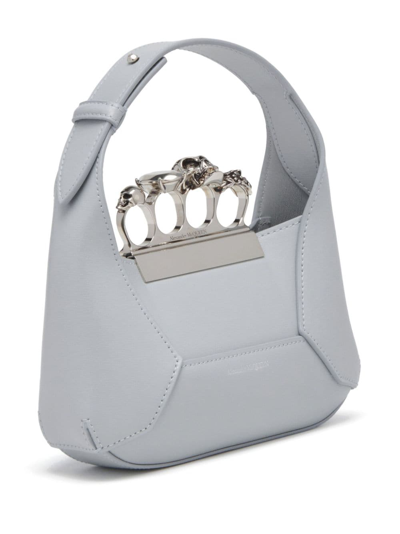 Shop Alexander Mcqueen The Jewelled Leather Mini Bag In Grey