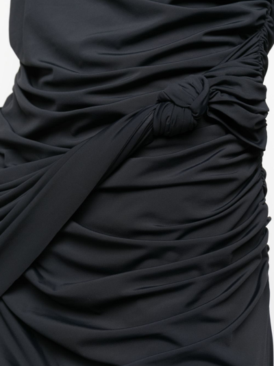 Shop Rokh Asymmetric Ruched Maxi Dress In Black