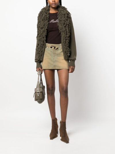 Blumarine Fringed Wool Cardigan In Green