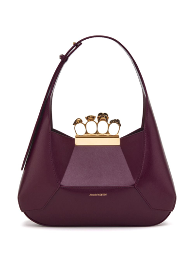 Shop Alexander Mcqueen The Jewelled Leather Tote Bag In Purple