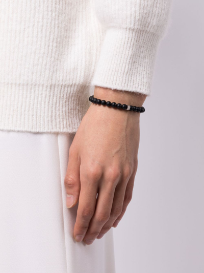 Sydney Evan 14kt White Gold Onyx Beaded Bracelet In Black