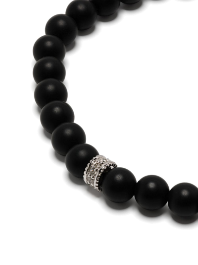 Sydney Evan 14kt White Gold Onyx Beaded Bracelet In Black