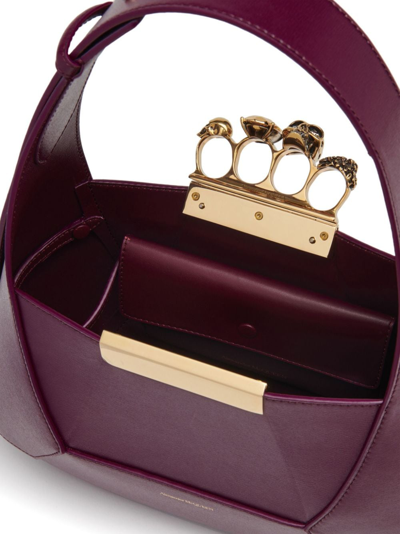 Shop Alexander Mcqueen The Jewelled Leather Tote Bag In Purple
