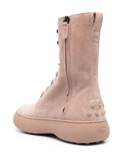 Tod's Wg Lace-up Suede Ankle Boots In Neutrals